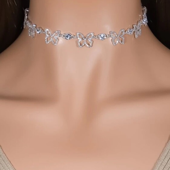 Rhinestone Butterfly Necklace - Picture 2 of 2